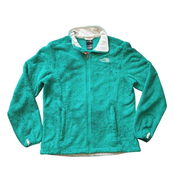 The North Face Osito Jacket Womens M Kelly Green Fleece Sherpa Full Zip Outdoors - Picture 1 of 11